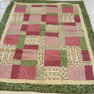 OOAK Hand Pieced Quilted Throw Patchwork Lap Blanket Baby Quilt Table Cover